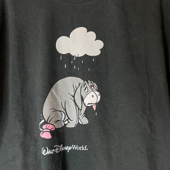 Vintage 2000s Walt Disney World Eeyore Raincloud Graphic T-Shirt Y2K Youth Large - Picture 2 of 4